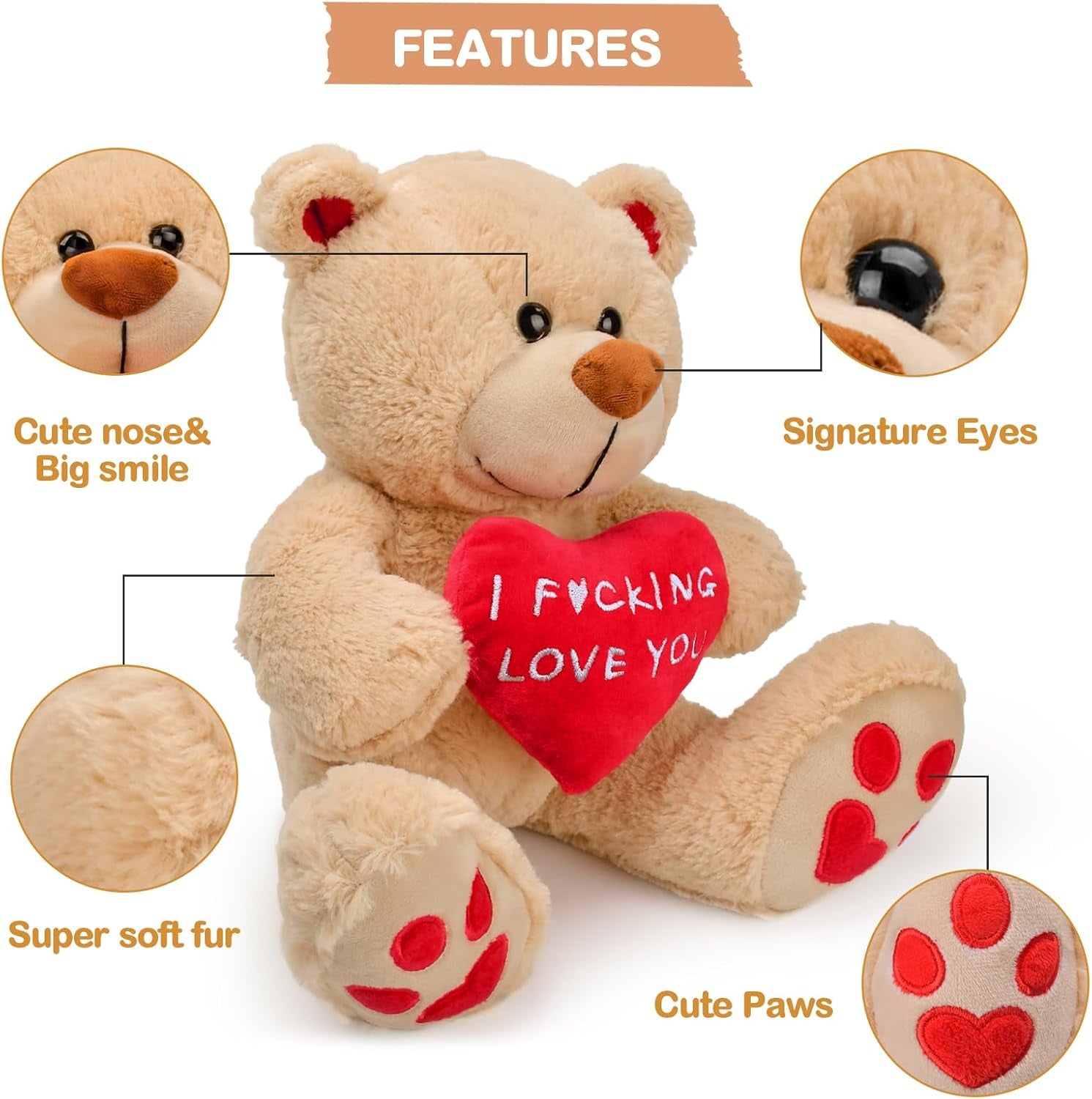 "I F*cking Love You!" - 10 Inch Valentines Teddy Bear