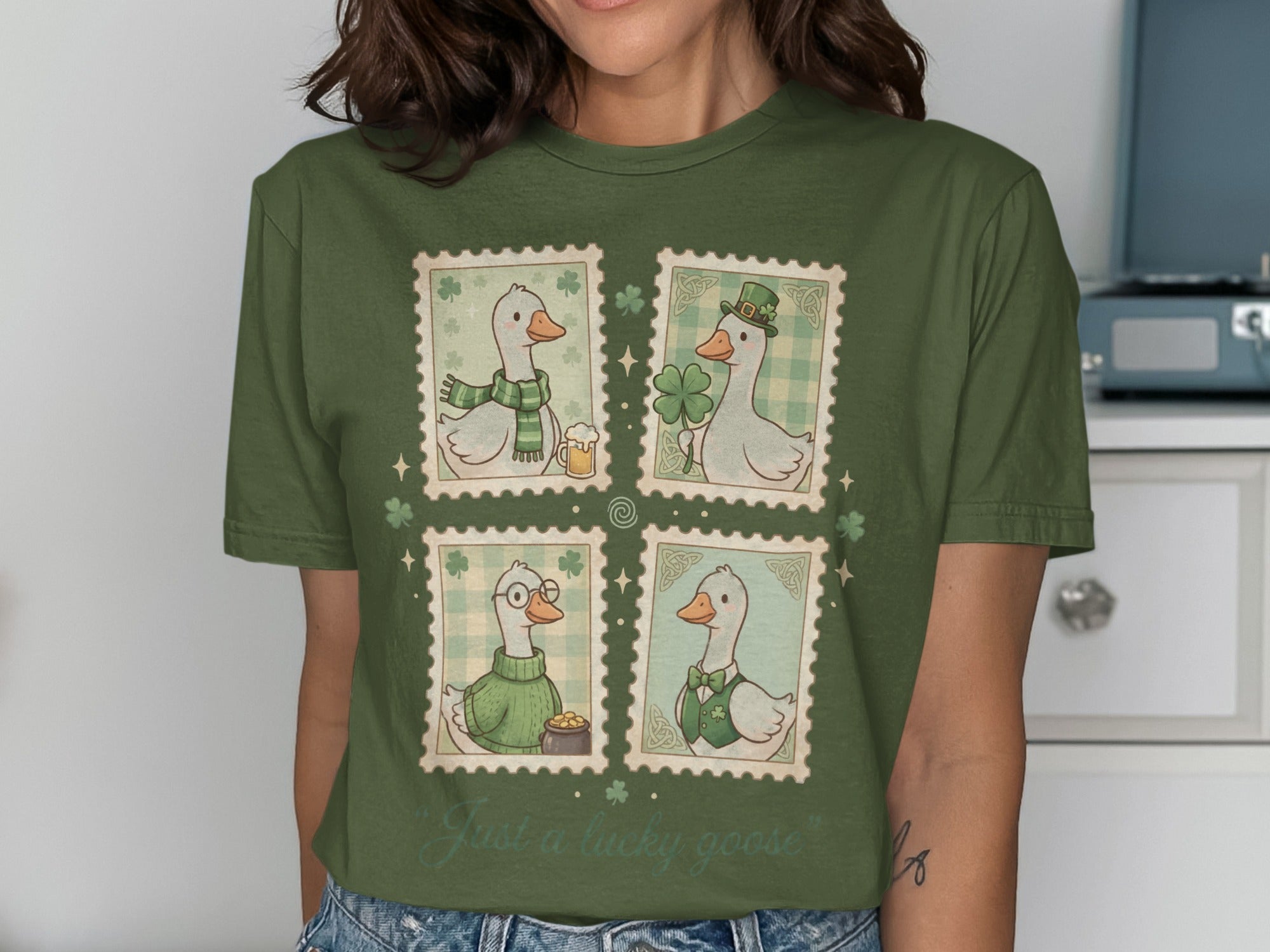 Lucky Goose St Patrick Day Four Geese Shamrocks product type
St Patricks Day
Lucky Goose
Irish Theme
Shamrock Design
Four Geese
Goose Shirt
Green Outfit
St Paddys Day
Leprechaun Goose
Pot Gold
Beer Mug
Lucky Charm
Celtic Inspired
Holiday Apparel
Festive Design
Animal Print
Cute Goose
Irish Culture
Green Goose
Celebration Top