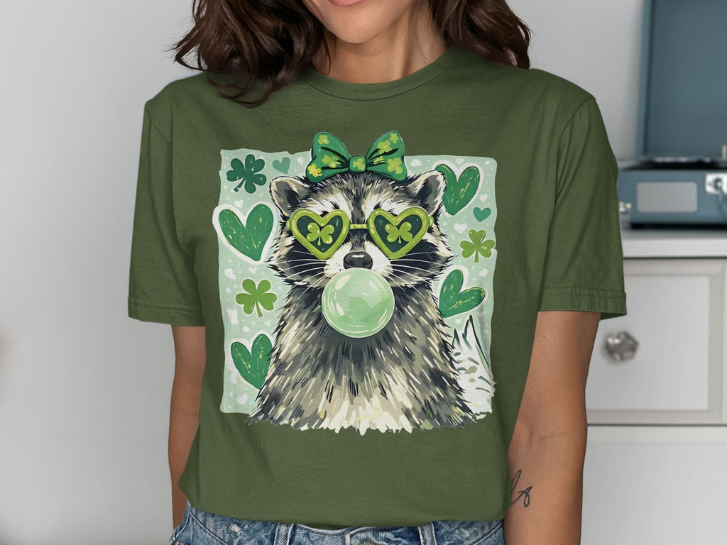 Raccoon Green Bow Shamrocks Heart Glasses Bubble Gum product type