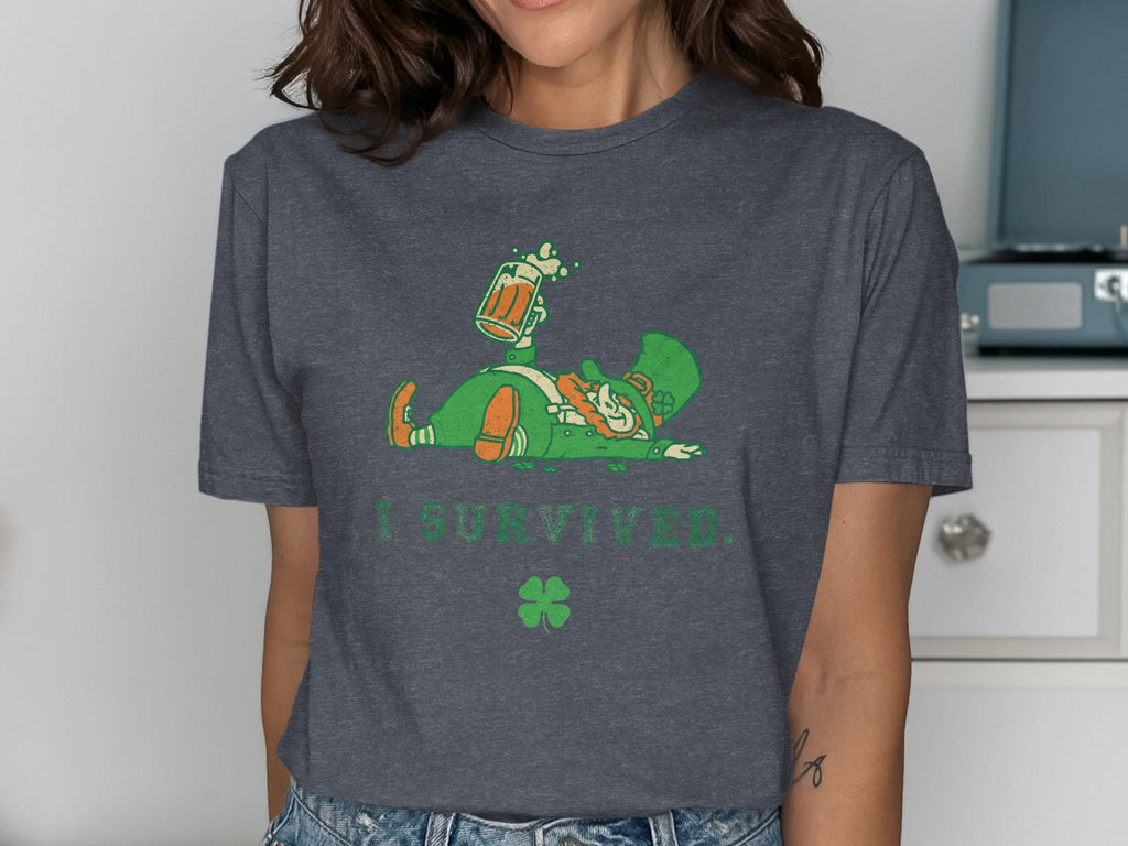 I SURVIVED Leprechaun Beer Shamrock St Patricks Day T-shirt