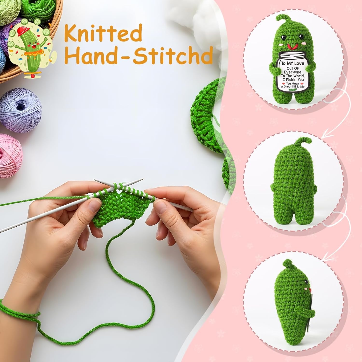 "I Pickle You!" - Handmade Crochet Pickle Plush