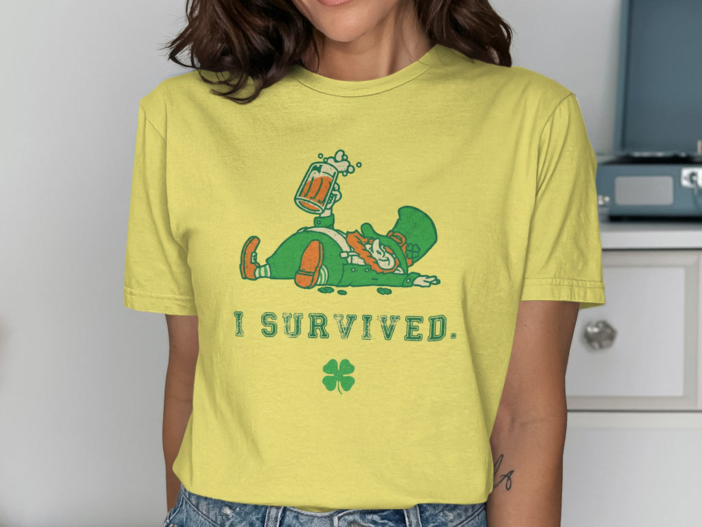 St Patricks Day Lucky Leprechaun Beer I SURVIVED Clover product type