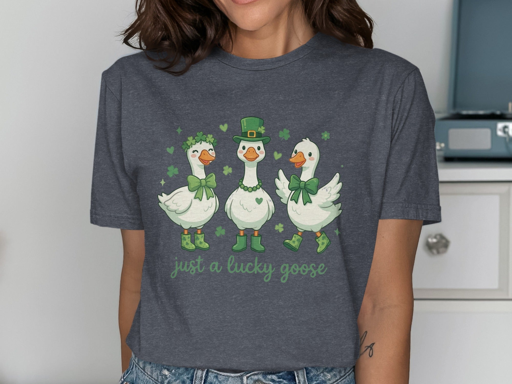 Just A Lucky Goose Shamrocks Green Irish St Patricks Day product type