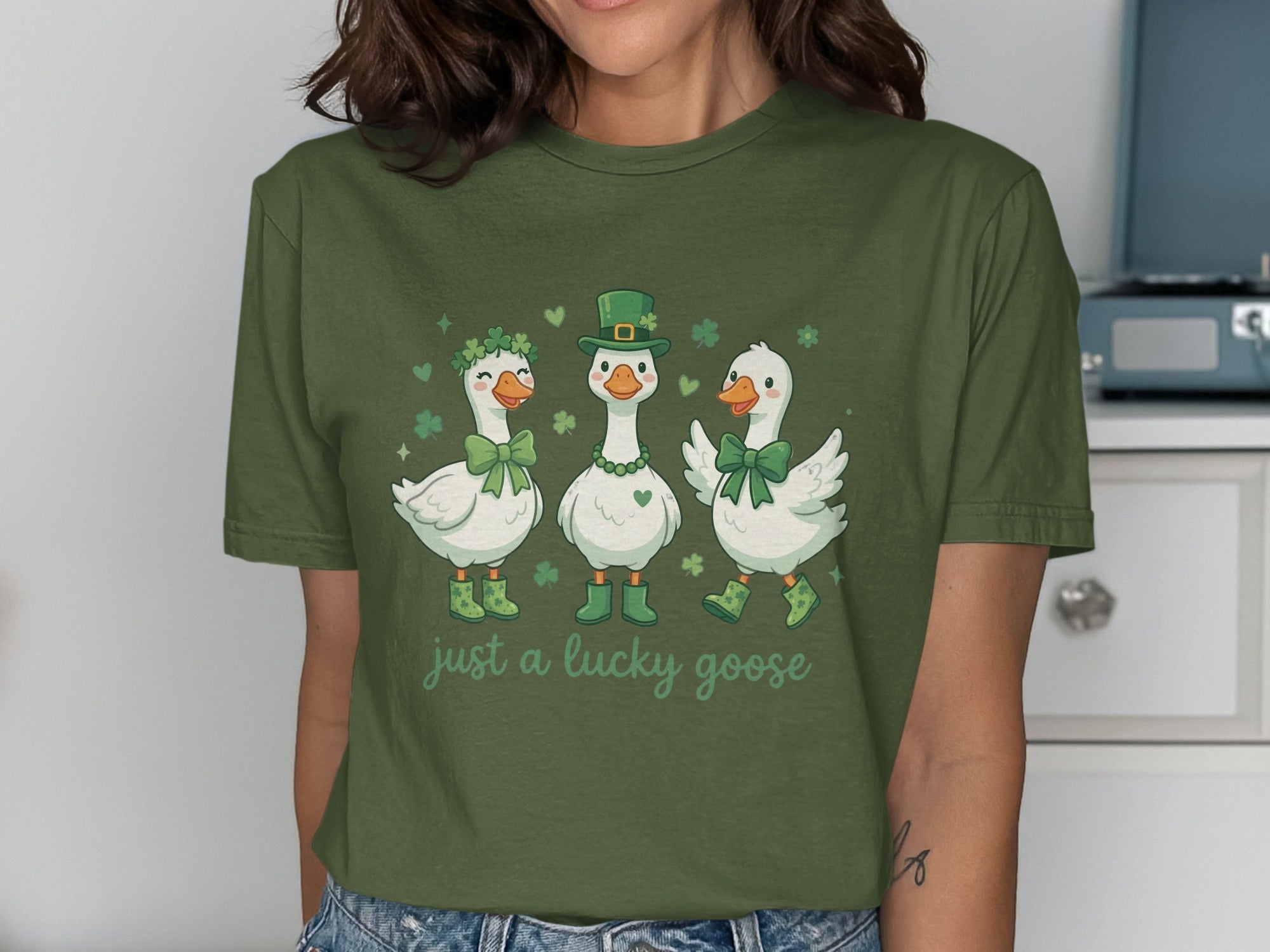 Just A Lucky Goose Saint Patricks Day Shamrocks product type