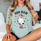 Boo Haw Halloween Comfort Colors® Shirt, Retro Cute Ghost, Funny Halloween T-shirt, Spooky Season Shirt, Halloween Party Tee