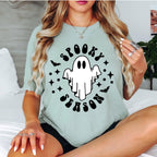 Halloween T-Shirt, Cute Ghost Graphic Tee, Women's Spooky Season Retro Vintage Top, Fall Fashion, Halloween Costume Shirt