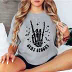 Retro Halloween Shirt - Vintage Skeleton Graphic Tee - Spooky T-Shirt for Women- Halloween Party Costume Top