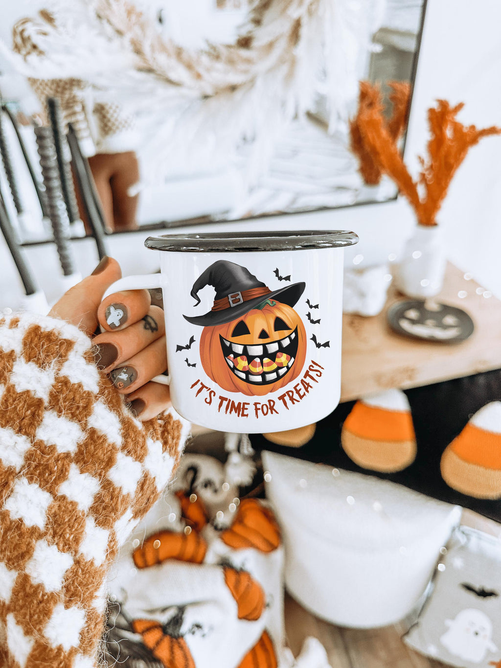 Trick-or-Treat Halloween Durable Mug, Spooky Pumpkin Candy Cup, Treats Cup, Halloween Gift, Festive Treats Mug