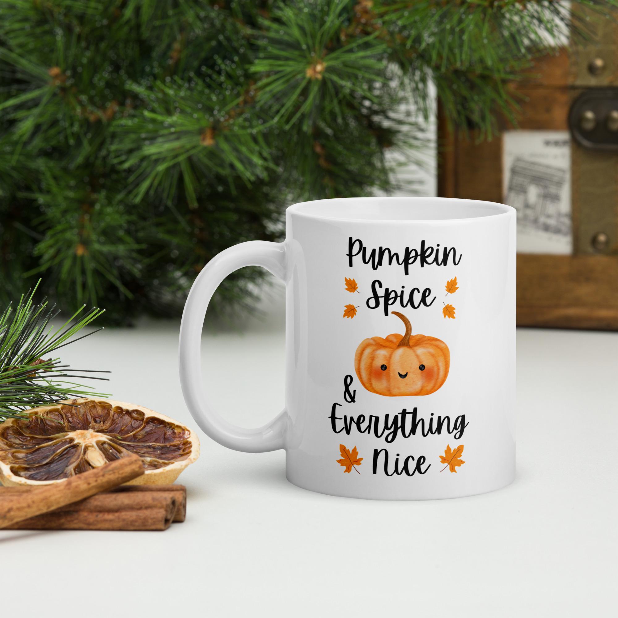Fall Mug Pumpkin Spice Coffee Cup, Autumn Themed Ceramic, Cozy Seasonal Drinkware Decor Gift, Thanksgiving & Halloween Decor