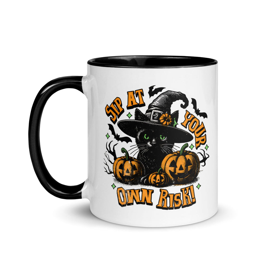 Spooky Cat Fall Halloween Mug - Halloween Coffee Decor Gift - Black Cat Mug for Autumn & Halloween Decorations - Cats Lover