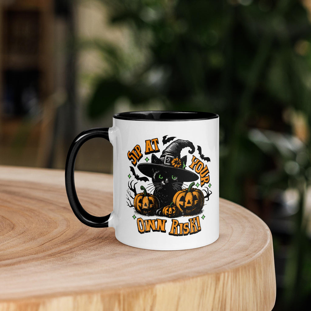 Spooky Cat Fall Halloween Mug - Halloween Coffee Decor Gift - Black Cat Mug for Autumn & Halloween Decorations - Cats Lover