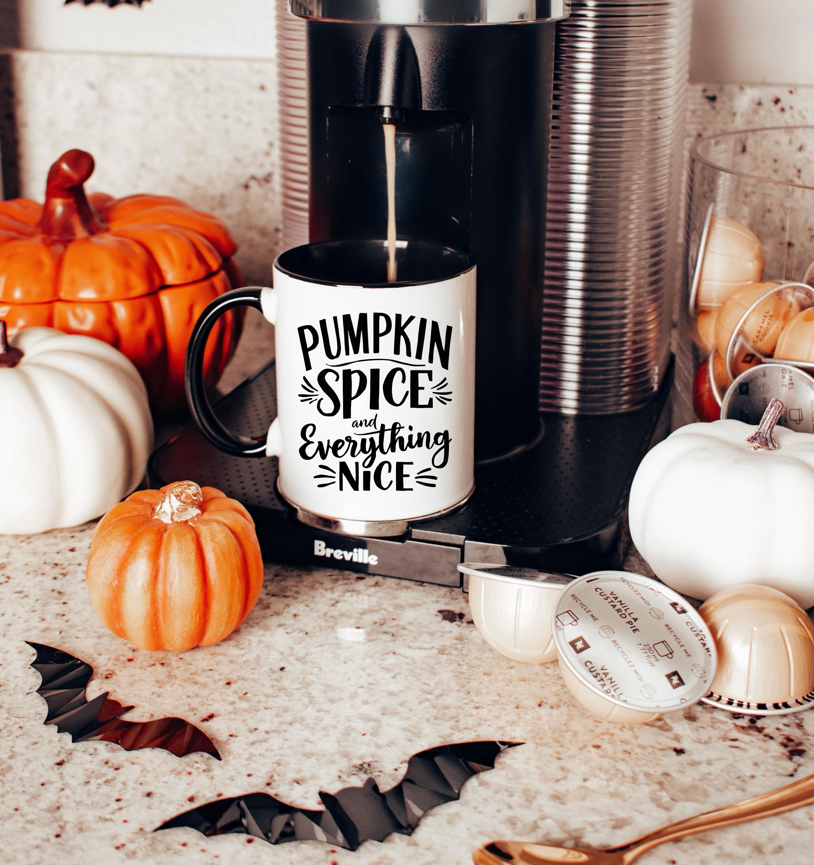 Fall Mug, Pumpkin Spice Coffee Cup, Autumn Mug, Seasonal Decor Gift, Thanksgiving & Halloween Decor