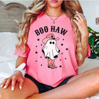Boo Haw Halloween Comfort Colors® Shirt, Retro Cute Ghost, Funny Halloween T-shirt, Spooky Season Shirt, Halloween Party Tee