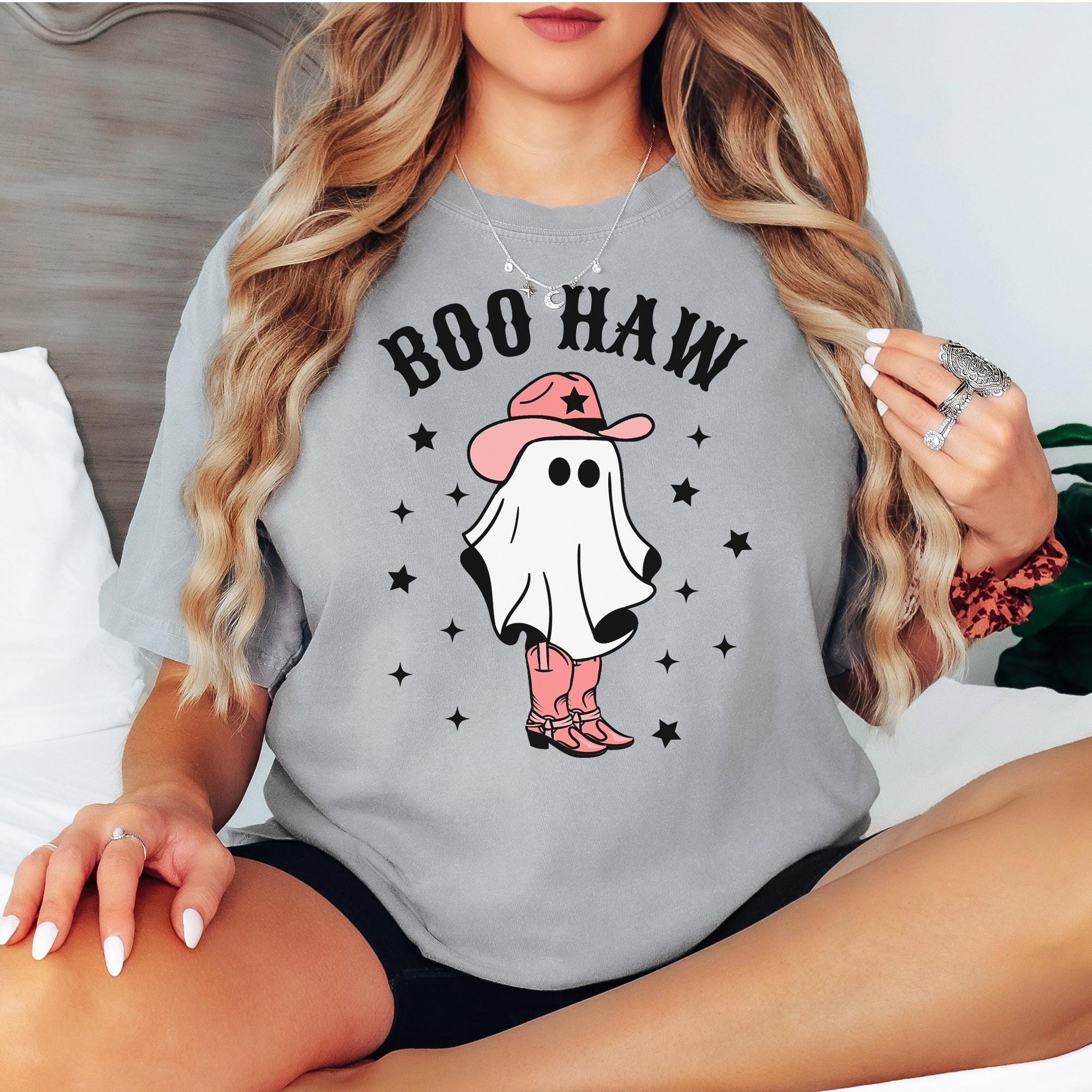 Boo Haw Halloween Comfort Colors® Shirt, Retro Cute Ghost, Funny Halloween T-shirt, Spooky Season Shirt, Halloween Party Tee