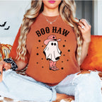 Boo Haw Halloween Comfort Colors® Shirt, Retro Cute Ghost, Funny Halloween T-shirt, Spooky Season Shirt, Halloween Party Tee