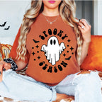 Halloween T-Shirt, Cute Ghost Graphic Tee, Women's Spooky Season Retro Vintage Top, Fall Fashion, Halloween Costume Shirt