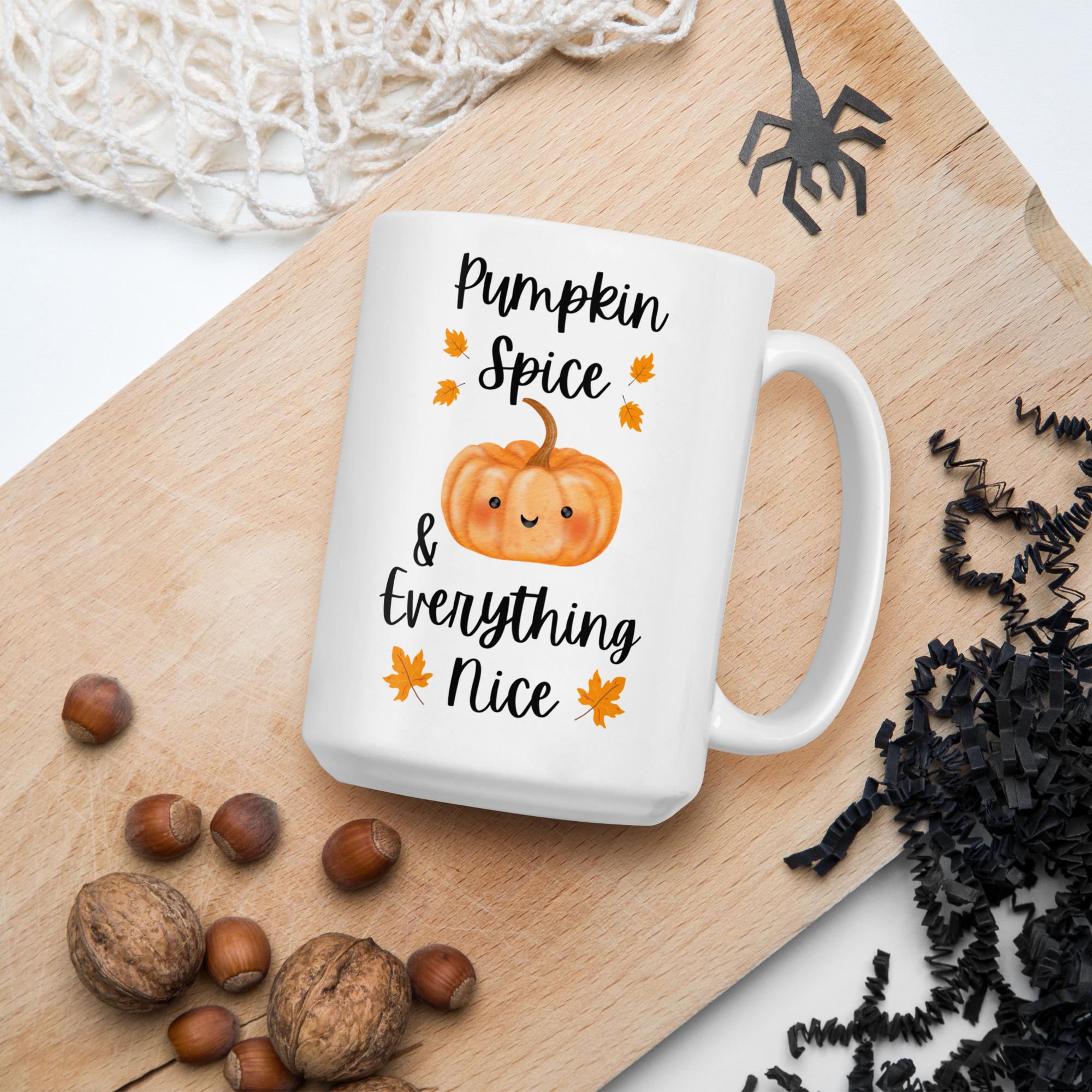 Fall Mug Pumpkin Spice Coffee Cup, Autumn Themed Ceramic, Cozy Seasonal Drinkware Decor Gift, Thanksgiving & Halloween Decor
