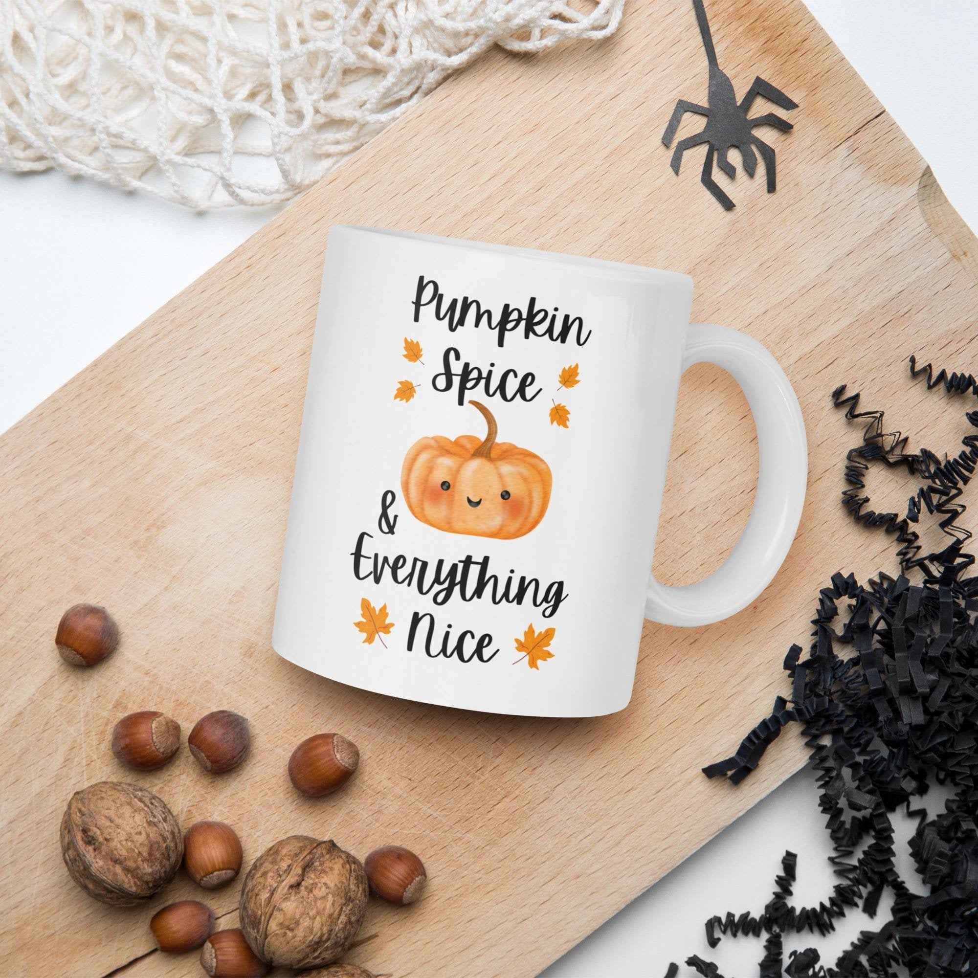 Fall Mug Pumpkin Spice Coffee Cup, Autumn Themed Ceramic, Cozy Seasonal Drinkware Decor Gift, Thanksgiving & Halloween Decor