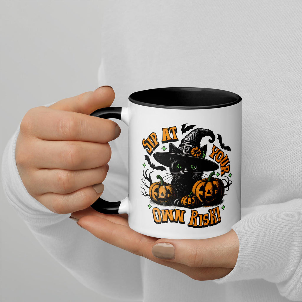 Spooky Cat Fall Halloween Mug - Halloween Coffee Decor Gift - Black Cat Mug for Autumn & Halloween Decorations - Cats Lover