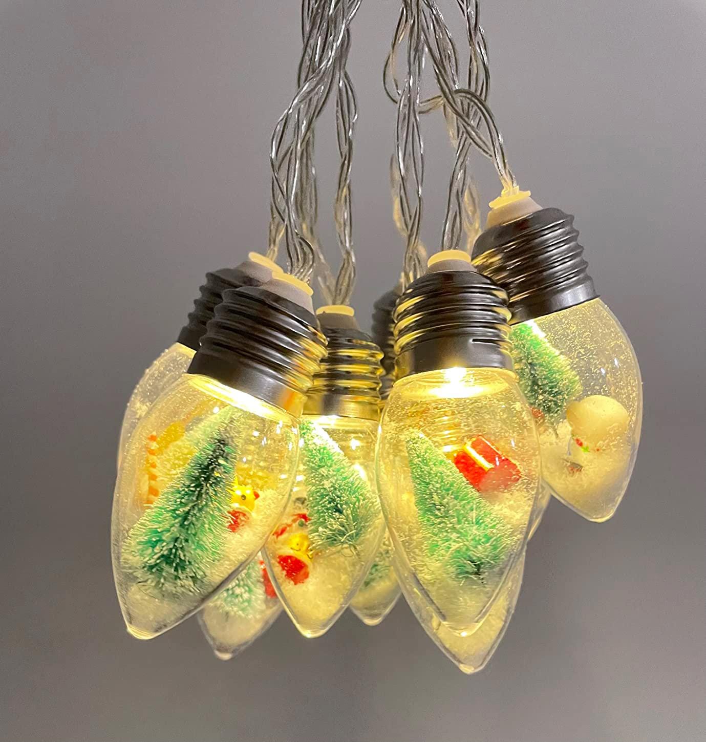 Christmas Snow Globe String Lights – Festive LED Fairy Lights with Mini Christmas Trees, Winter Wonderland Indoor Decor for Holiday Season