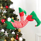 Christmas Tree Elf Legs Decoration – Funny Holiday Ornament for Xmas Tree Decor, Striped Elf Leg Insert, Whimsical Indoor Decoration