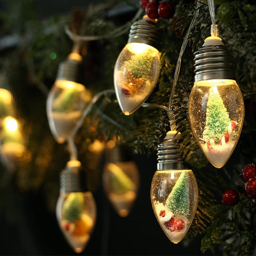 Christmas Snow Globe String Lights – Festive LED Fairy Lights with Mini Christmas Trees, Winter Wonderland Indoor Decor for Holiday Season